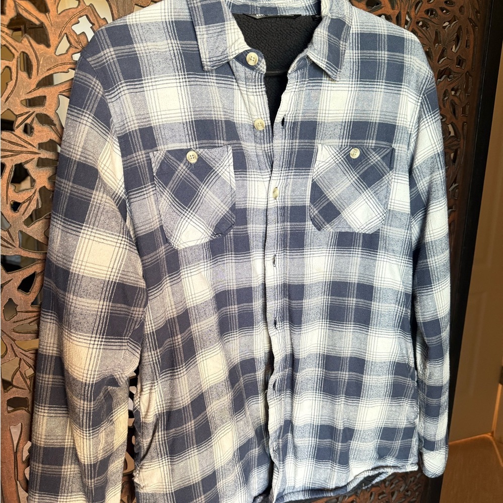 Travis Mathew Return Flight shirt jacket in blue/grey Troon North